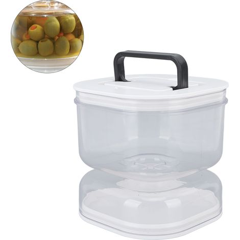 Bocal à cornichons Kitchen Square - Récipient hermétique pour séparer les aliments secs et humides, avec aération intégrée et bouteille de conservation de la fraîcheur (1/5)