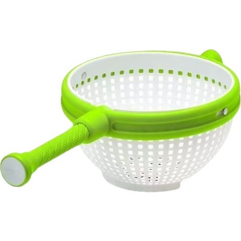 Petite essoreuse à salade, panier de vidange rotatif rapide et facile, séchoir à légumes, nettoyeur de fruits, filtre de lavage de légumes de cuisine avec poignée pliable – Déshydratation centrifuge (1/5)