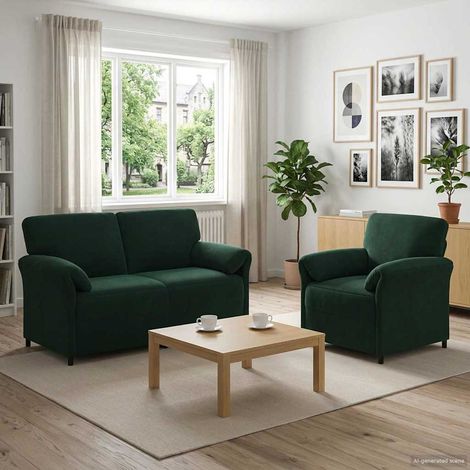 vidaXL Juego de Sofá 2 uds. Verde oscuro Terciopelo (1/5)