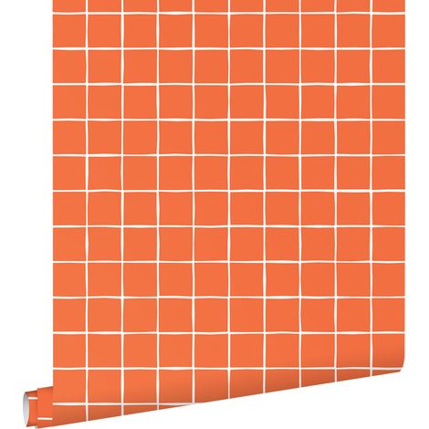 papier peint à damier orange - ESTAhome (1/5)
