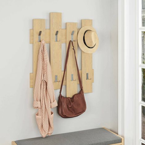 Dmora - Portemanteau Zenith, Portemanteau, Surmatelas, Cintre mural, 64x4h79 cm, Chêne, avec emballage renforcé (1/4)