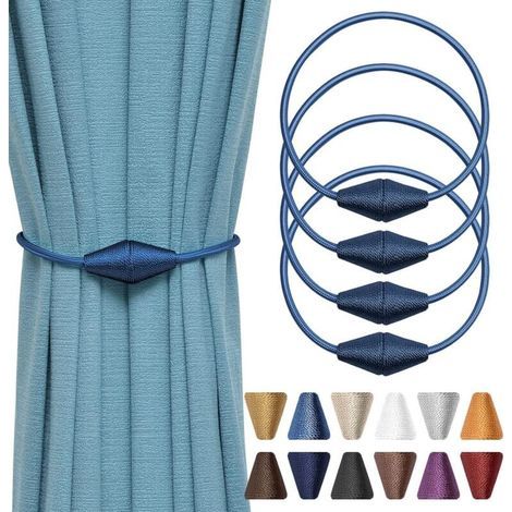 Lot de 4 embrasses de rideaux magnétiques 46 cm (bleu marine) (1/4)
