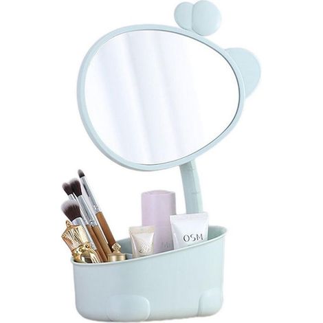 Miroir de maquillage avec rangement bleu (1/2)