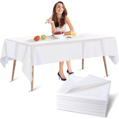 20x Einweg-Tischdecke 150x240cm, wasserdicht, Vliesstoff, weiß