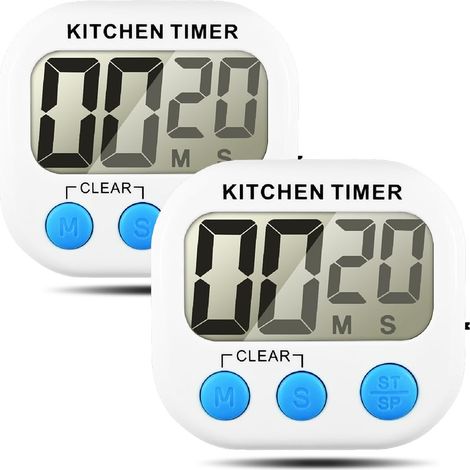 Küchentimer, Countdown-Timer, großes elektronisches LCD-Display, Speichertimer – 2er-Pack (1/5)