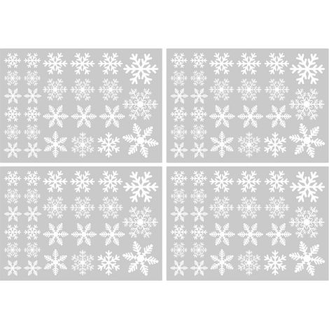 4feuilles Autocollants Flocons pour Vitres Stickers Décoratifs Statiques de Noël Motifs Flocons pour Fenêtres