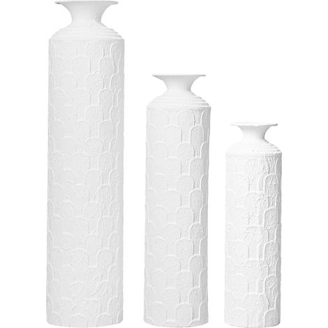 Jarrones de suelo de metal blancos 3 piezas 50/65/85 cm (1/4)
