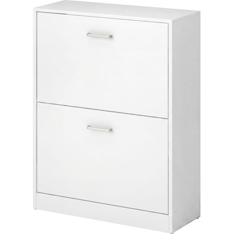 Meuble Chaussure à 2 Abattants, 60 x 24 x 83,5 cm, Étagère Chaussure, pour Petite Entrée, Salon, Chambre, Blanc (1/5)