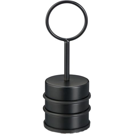 2 x door stoppers with handle, stainless steel & rubber, floor buffer, indoor use, H x D: 20 x 7 cm, door wedge, black (1/5)