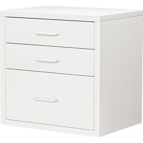 Table de Nuit, avec 3 Tiroir, Poignée, Table d’Appoint, pour Chambre, Salon,Blanc