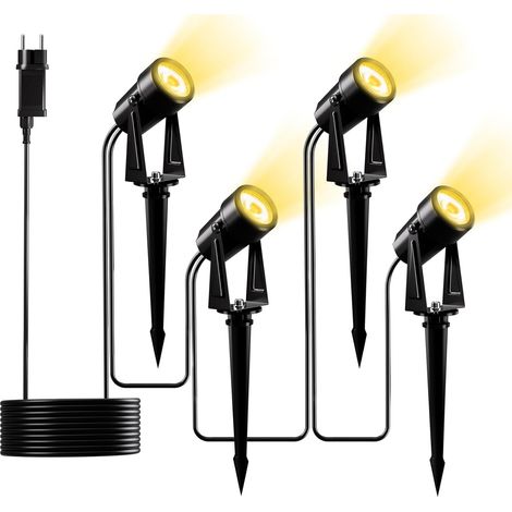 Spot LED Extérieur Ensemble de 4/14M, Blanc Chaud 3000K Spot Exterieur à LED, Eclairage Exterieur étanche IP65 pour le Jardin Extérieur, Le Patio, Les Arbres et La Pelouse (1/5)
