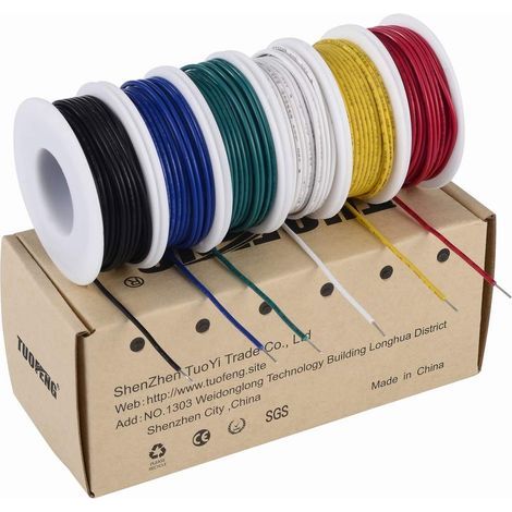 Spools of Solid 22 AWG Wire, Tinned Copper PVC 300V, Heat Resistant 80°C, For Indoor and Outdoor Jumper Wires (1/5)