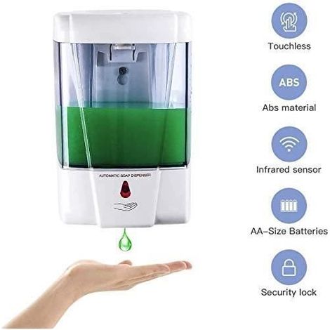 Distributeur de Savon Automatique sans Contact - IR - 700 ML - Blanc-Ywey (1/5)