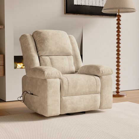 Fauteuil relax, Fauteuil de massage électrique - 8 modes de massage,Chauffage, Poches de rangement latérales, réglable à 160°,Beige (1/5)