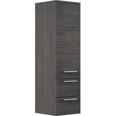Hochschrank 120 cm anthrazit gemasert mit Glaseinlagen (1/4)