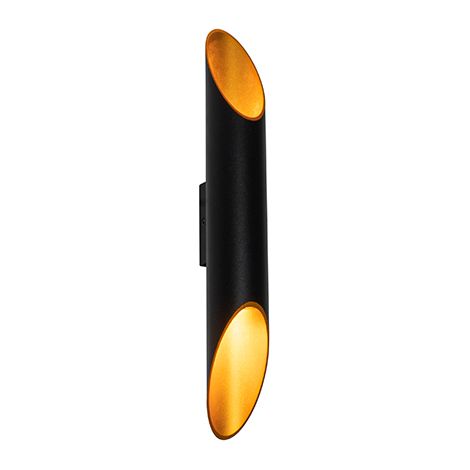 Modern Wall Light Black with Gold Interior 5.6 cm - Organo (1/4)