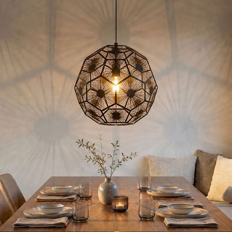 Hängeleuchte Pendelleuchte Wohnzimmerlampe Fest verdrahtet Schwarz Stahl H 150cm (1/5)