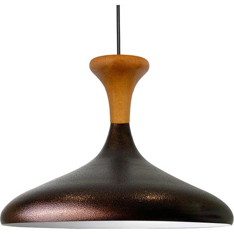 Schlichte Pendelleuchte mit Teuton Holzkopfteil - Vintage-Kronleuchter E27 Ø35 cm für Wohnzimmer, Schlafzimmer oder Esszimmer (1/5)