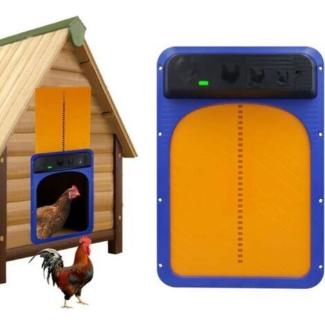 Pair Rosvola Automatique Poulailler Solaire, Porte Poulailler Automatique Solaire, Trappe Poulailler, Porte de Poulailler à Détection de Lumière, Ouverture/Fermeture (1/5)