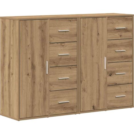 Maison Exclusive - Aparador con cajón 2 pcs Roble artesanal 60 x
