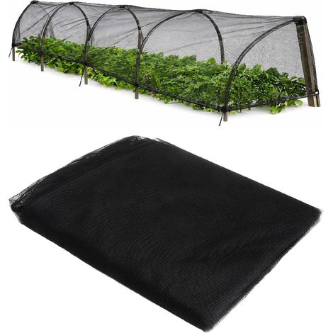 6 m × 2,4 m - Filet fin - Filet anti-mouches - Filet de protection contre les oiseaux - Filet de protection pour bassin, légumes, poules, volières - Noir - Pour légumes, arbres (1/5)