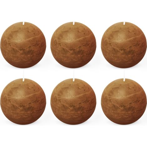 6x Bougie Boule Rustique 80 mm 24h cognac (1/5)