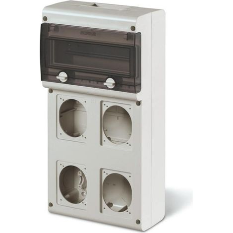 Coffret Électrique 11 Modules DIN 4 Prises IP66 Block SCAME Gris