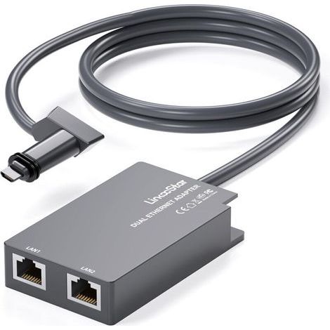 Adattatore Ethernet Starlink Gen 2 a doppia porta Starlink V2 con porte multiple per reti cablate esterne: connessione veloce e stabile fino a 1 Gbps (1/5)