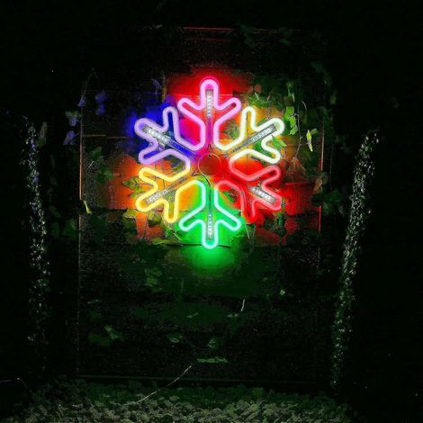 Guirlande lumineuse LED de 40 cm, pré-illuminée, en forme de flocon de neige clignotant, pour décoration de fenêtre, intérieur/extérieur, alimentation secteur (1 pièce). (1/3)