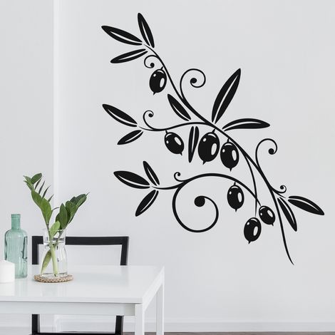 Sticker Mural - Branche d'olivier - 77x86 cm - Noir (1/3)