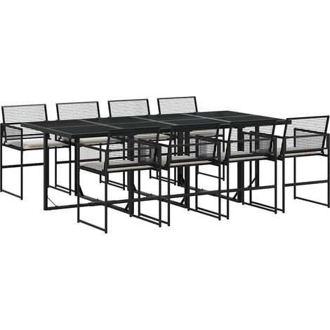 Maison Exclusive - 9-tlg. Garten-Essgruppe mit Kissen Schwarz Pol