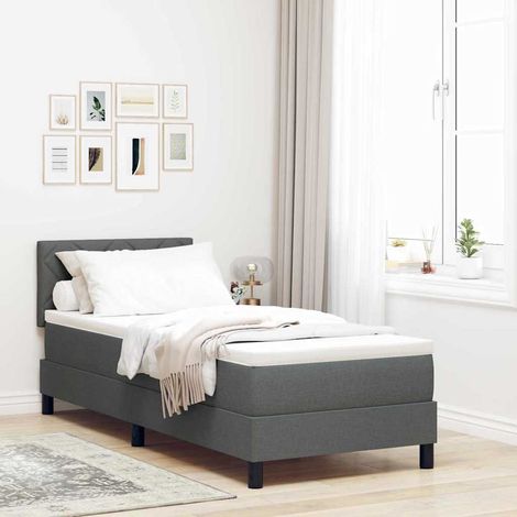 Boxspringbett mit Matratze mit LED Dunkelgrau 80 x 200 cm Stoff