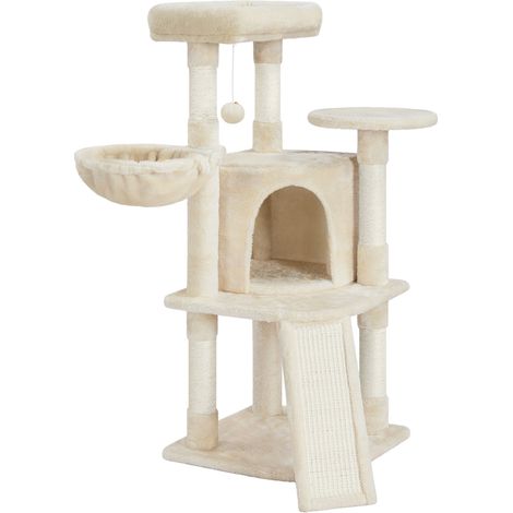 Yaheetech Arbre à Chat en Sisal Griffoir Grattoir Tour de Jeux pour Chat avec Centre d'activités Arbre a Chat Hauteur 107cm Beige (1/5)