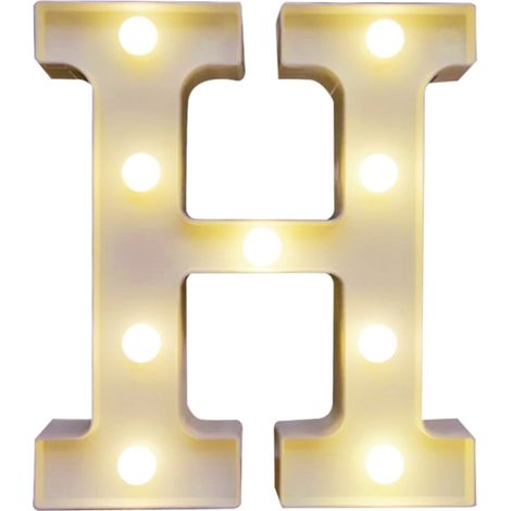 Letras del alfabeto iluminadas con LED, luz nocturna blanca cálida, funciona con 2 pilas AA, resistente al agua IP54 (blanco).