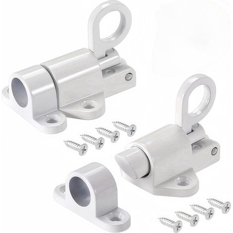 cerraduras de seguridad con resorte, pestillo de aleación de aluminio con tornillos, cerradura automática para puertas de madera, ventanas y puertas de armarios (blanco) (1/5)