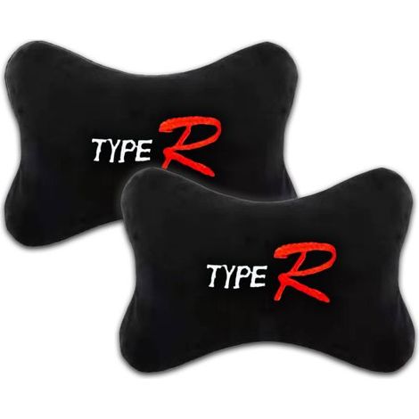 2 Pezzi Cuscini Poggiatesta Auto Ergonomici e Traspiranti Colore Nero Scritta Type R (1/2)