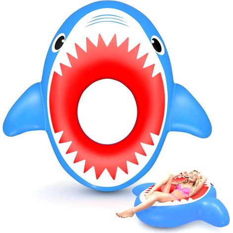 Bouées gonflables pour piscine, jouets gonflables d'été pour la plage, matelas flottant en forme de requin, souple et résistant. (1/5)