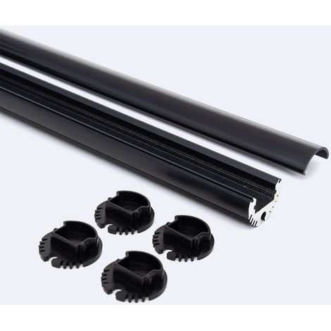 Aluminiumprofil Hängend Rund für LED Streifen bis 11 mm Schwarz 2 m Schwarz transluzent (1/5)