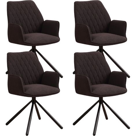 Set mit 4 drehbaren Novan Brown Bouclé-Esszimmerstühlen – um 180°