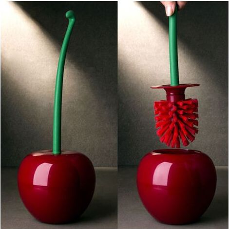 Brosse et Support de Toilette Cerise Brosse de Toilette Plastique Brosse Toilette Cerise Brosse WC Design Original Balayette WC Outil de Nettoyage (1/5)