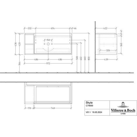 Villeroy & Boch C79000VL WTUS Skyla C79000 972x436x439mm 2