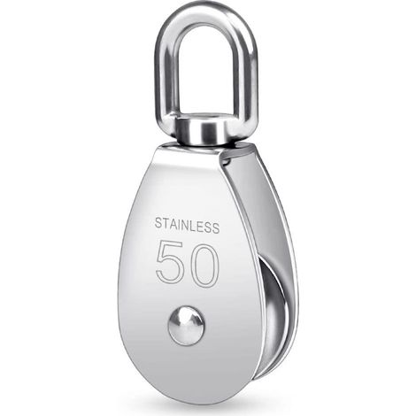 Poulie Simple M50, Poulie à Câble en Acier Inoxydable 304, Réa Simple Rotatif, Moufle avec Charge Max 400 kg pour Levage de Cordes (1/5)