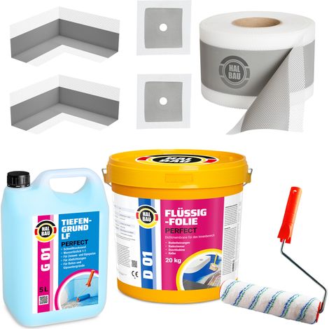 HALBAU Dichtset für Duschabdichtung Bad Abdichtung Dichtband Flüssigfolie 20kg H41 (1/5)