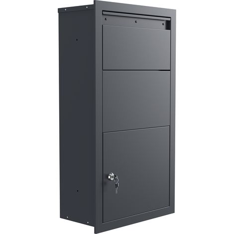 XPOtool Paketkasten Anthrazit 470 x 220 x 870 mm, Paketbox Zuhause, private Paketannahme passend für Pakete und Päckchen, Wandbriefkasten Stahl