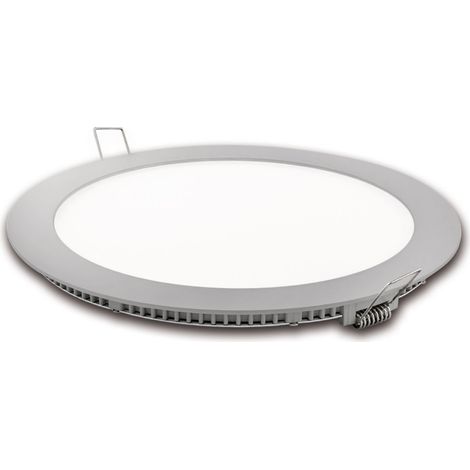 Faretto LED piatto tondo argento matel 18w neutro