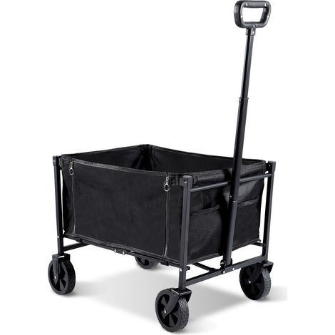 TolleTour Chariot de Jardin Chariot de transport à main pliable, Charge max. 80kg pour le camping, le jardinage, les courses Noir