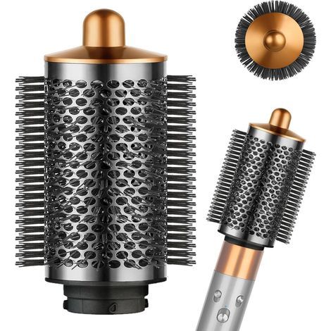 Brosse ronde volumineuse compatible avec les accessoires Dyson Airwrap HS01 HS05 HS08 - Nickel/cuivre, brosse ovale plus large pour des coiffures volumineuses