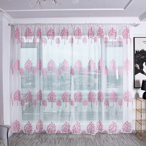 Rideaux en voile transparent ultra doux en forme d'arbre, anti-moustiques, pour salon, rose (1/5)