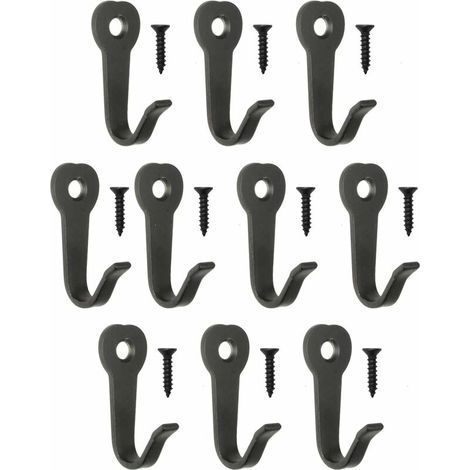 40 x 22 mm, noir,Lot de 10 crochets classiques pour vestiaires, crochets en fer, crochets métalliques, crochets pour photos, style vintage maison de campagne rétro (1/5)