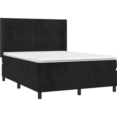 vidaXL Giroletto a Molle con Materasso Nero 140x190 cm in Velluto (1/5)